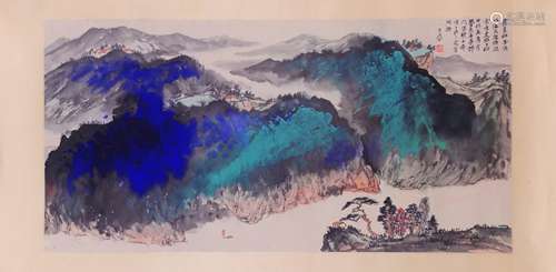 Chinese Landscape Painting Hand Scroll Ink and Colour, Zhang...