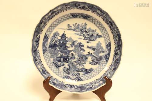 Chinese Blue and White Export Porcelain Plate,19th