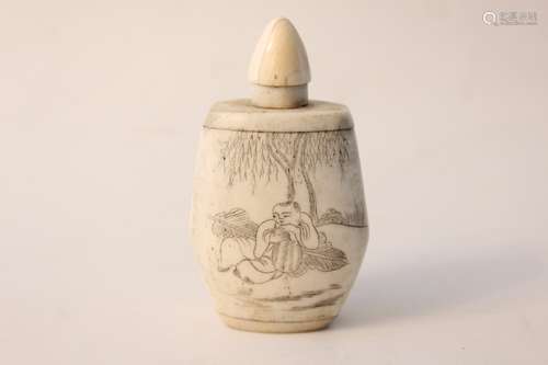 Chinese Bone Carved Snuff Bottle