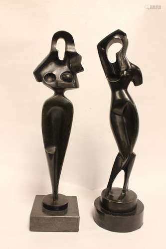 Pair of After Archipenko Bronze ,Signed