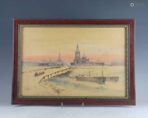 Antique Russian N.Prokofiev Watercolor