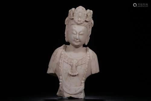 Chinese White Stone Carved Guanyin