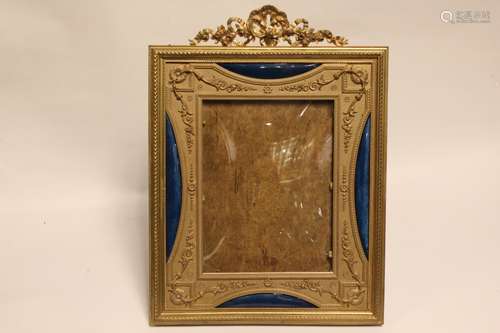 Antique Enamel and Bronze Frame