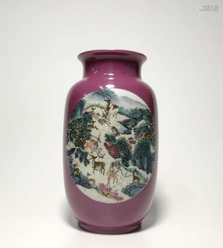 Chinese Red and Wucai Porcelain Vase,Mark