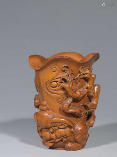 Chinese Huangyang Wood Carved Brushpot