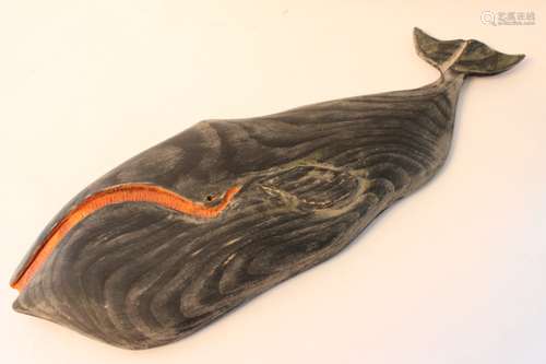 Hand Carved Wood Whale By C.Voorheest