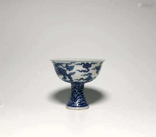 Chinese Blue and White Porcelain High Foot Cup