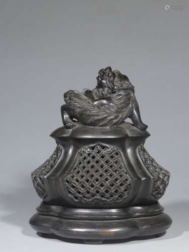 Chinese Hand Carved Zitan Wood Censer