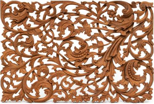 LOVELY INDIA CARVED OPENWORK WOOD PANEL