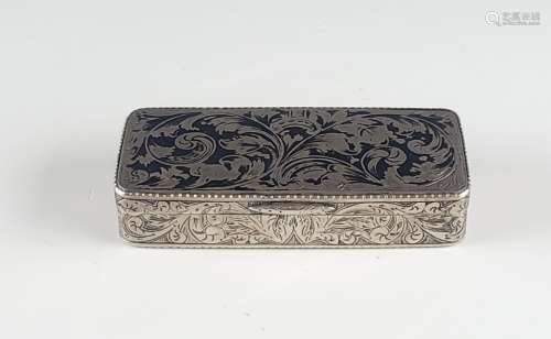 19C Russian Silver Niello Engraved Box