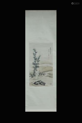 Chinese Ink Color Landscape Scroll Painting