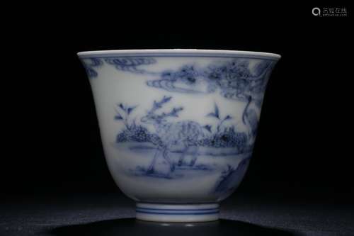 Chinese Blue and White Porcelain Cup,Mark