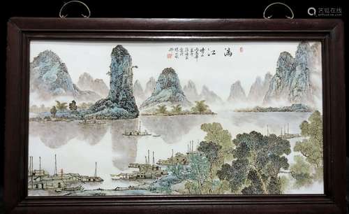 Chinese Famiile Rose Porcelain Plaque