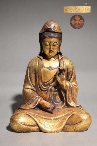 Chinese Gilt Bronze Buddha,Mark