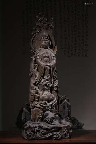 Chinese Chengxiang Wood Carved Guanyin
