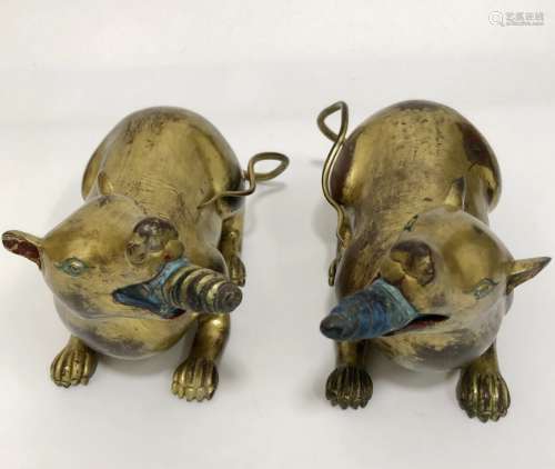 Pair of Chinese Bronze Mouses
