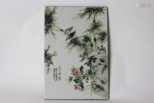 Chinese Famille Rose Porcelain Plaque