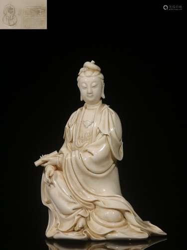 Chinese Blanc De Porcelain Guanyin,Mark