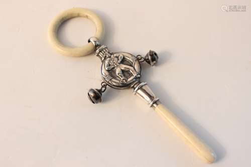 Bone Baby Rattle with Silver,Salor Bells