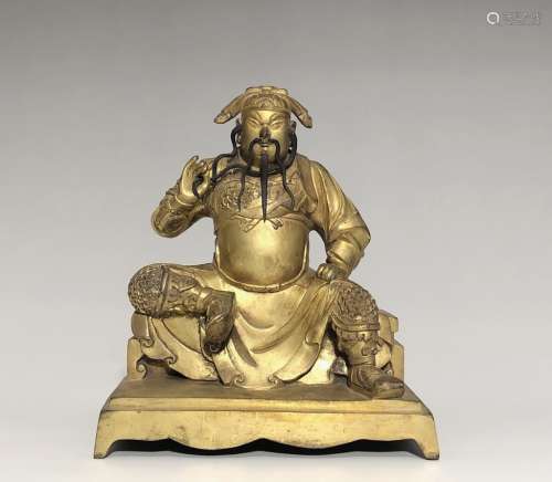 Chinese Gilt Bronze Guangong Figural