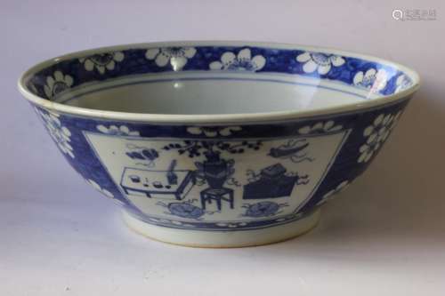 Large Chinese Blue and White Porcelain Bowl