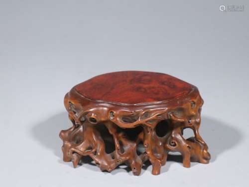 Chinese Huangyang Wood Stand,Burl Wood Inlaid