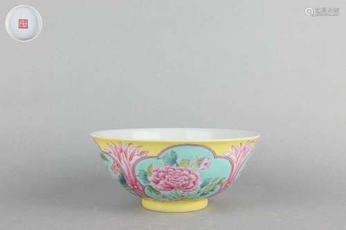 Famille Rose Bowl with Floral Patterns on Window, Kangxi Rei...