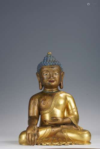 Gilt Copper Sitting Statue of Shakyamuni