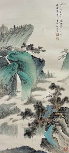 Green Landscape, Hanging Scroll, Hu Ruosi