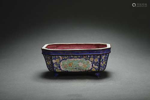 Painted Enamel Narcissus Basin with Copper-bodied, Qing Dyna...