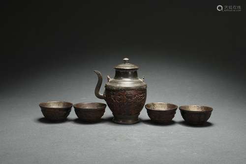 Group of Coconut Shell Wine Vessels, Qing Dynasty