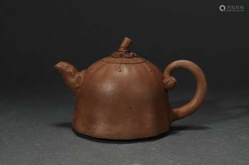 Chinese Zisha Teapot with Lotus Seeds, Qing Dynasty