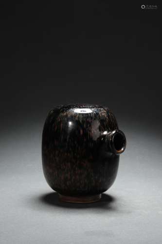 Black Glazed Censer with Rust Spots Pattern