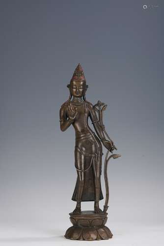 Alloy Copper Statue of  Avalokitesvara with Lotus Hand Inlai...