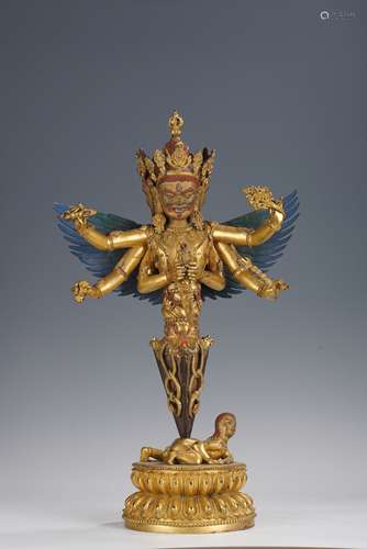 Gilt Copper Statue of Vajrakila, Qing Dynasty