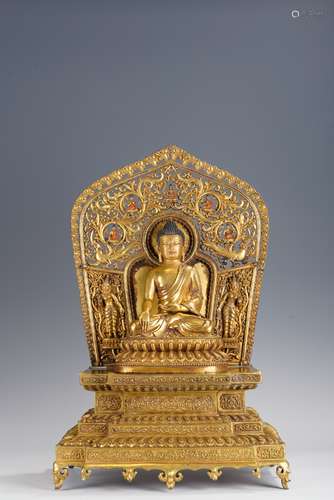 Gilded Copper Sitting Statue of Bhaisajyaguru, Qing Dynasty