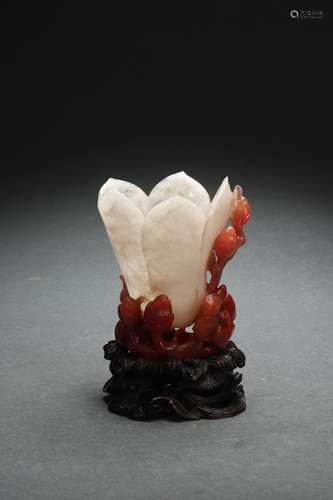 South Red Agate Mangnolia-shaped Cup, Qing Dynasty