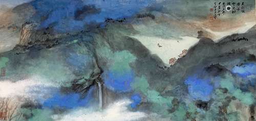 Splash-color Landscape, Mounting with Frame, Zhang Daqian