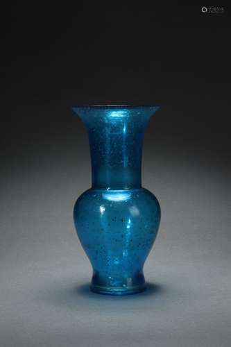 Blue Glassware Flower Vase, Qianlong Reign Period, Qing