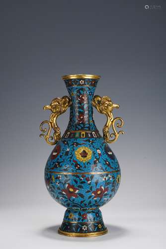 Enameled Vase with Two Phoenix-shaped Ears, Qing Dynasty