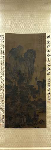 Landscape, Silk Hanging Scroll, Zhou Chen