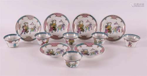 A set of six porcelain cups and saucers, China, 19th century...