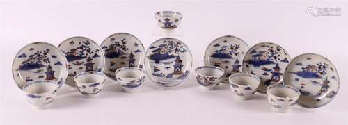 Seven Chinese Imari cups and saucers, China, Qianlong, 18th ...