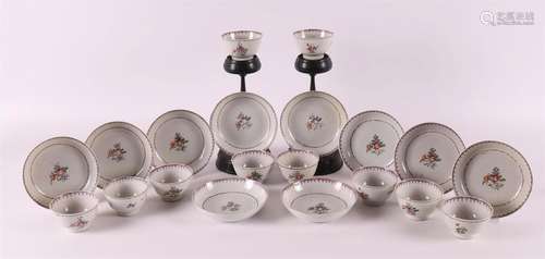 A set of ten Lowestoft porcelain cups and saucers, China, 18...