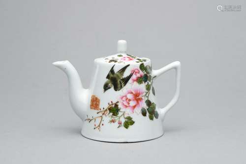 A famille-rose enamelled 'Chinese rose' teapot