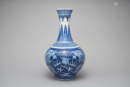 A blue and white 'dragon' vase