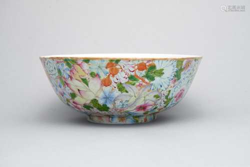 A famille-rose 'hundred flowers' bowl