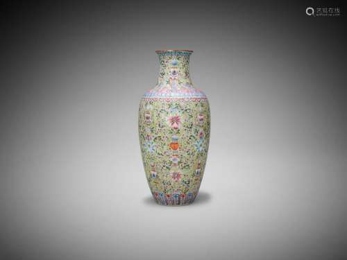 A famille-rose eggshell 'Buddhist emblem' vase
