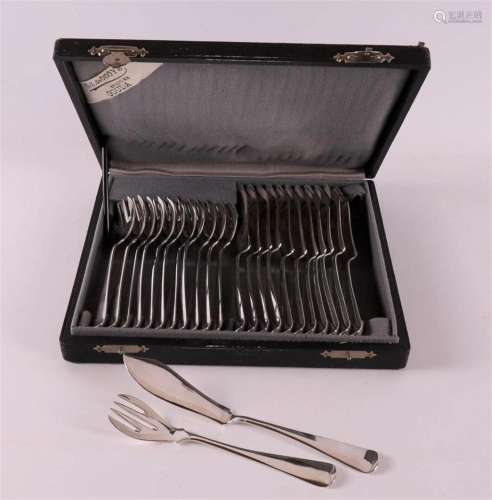 A set of twelve silver fish cutlery place settings in casset...