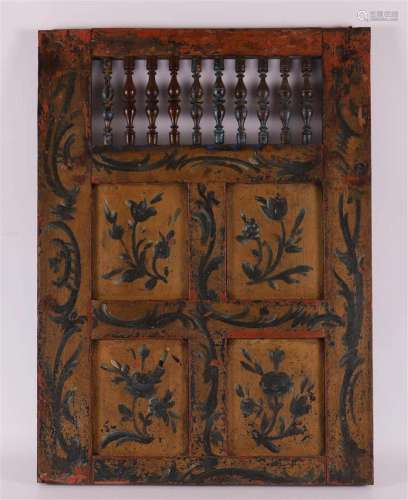 A polychrome painted oak door, folk art, 18th C.